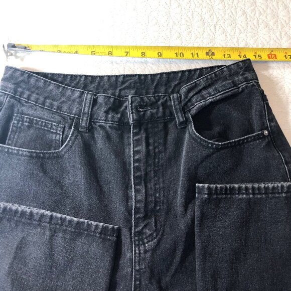 Shein Women's Size Large Black Cotton Blend straight Denim Jeans, dark wash - Picture 6 of 8